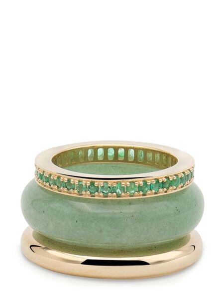 By Pariah 14kt Yellow Gold Luminous Multi-stone Stackable Ring - Green 
