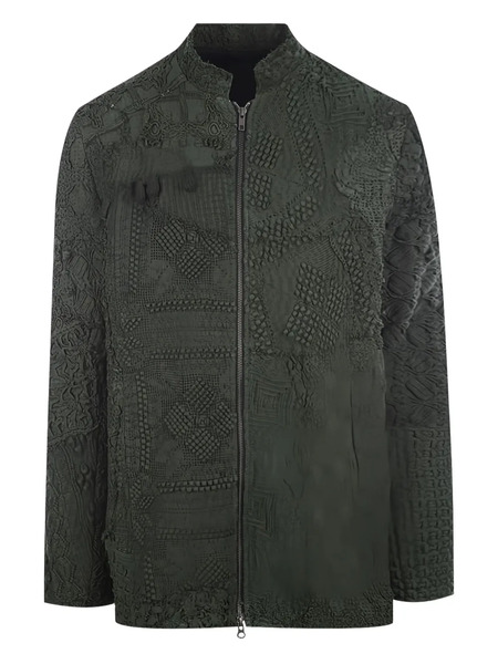  By Walid Crochet-textured Zip-front Coat - Blue 