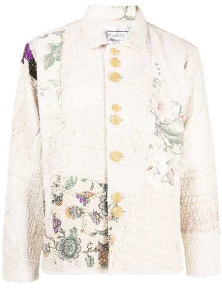  By Walid Embroidered-patchwork Cotton Shirt Jacket - Neutrals 