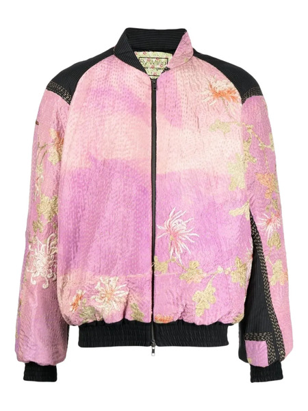  By Walid Floral-embroidered Bomber Jacket - Pink 