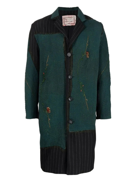  By Walid Patchwork Button-up Coat - Green 
