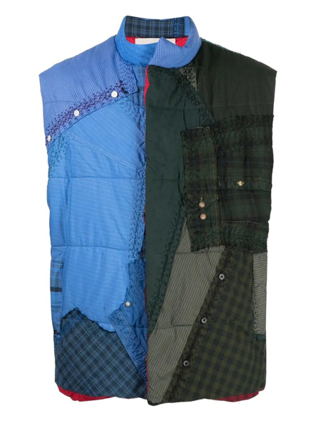  By Walid Teddy Patchwork Padded Gilet - Blue 