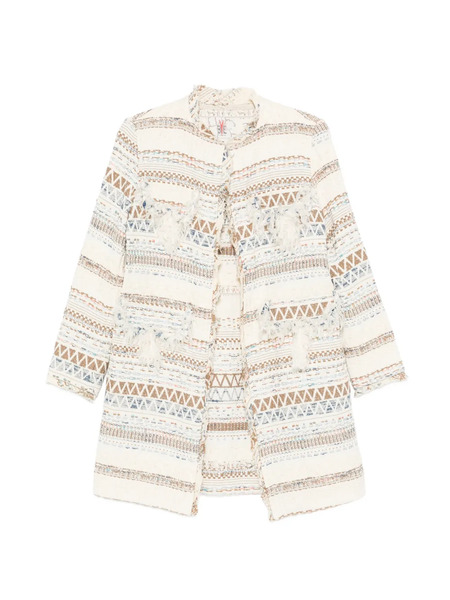  Bye Fringed Geometric Jacket - Neutrals 