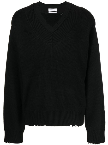  C2h4 Layered Distressed-finish Jumper - Black 