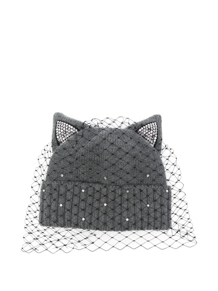  Ca4la Cat Ears Embellished Hat - Grey 