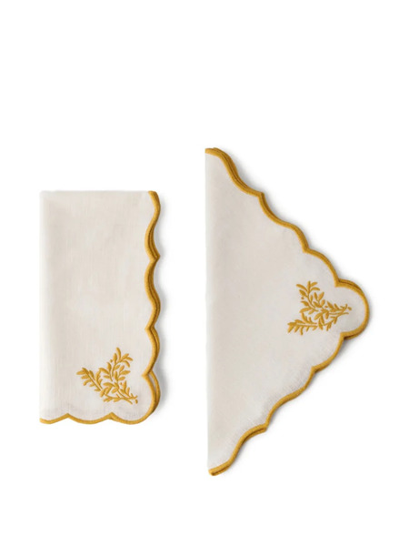  Cabana Botanica Embroidered Linen Napkin - Neutrals 