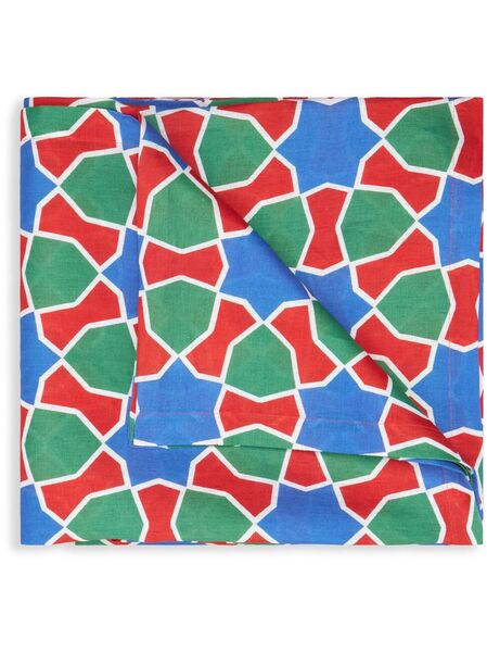  Cabana Tiles Linen Square Tablecloth - Red 