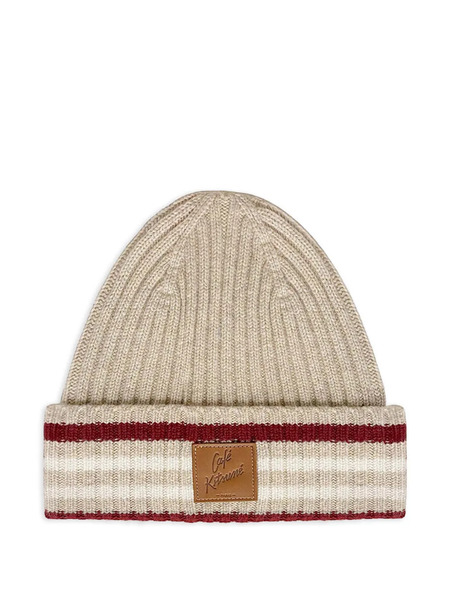  Café Kitsuné Logo-patch Beanie Hat - Neutrals 