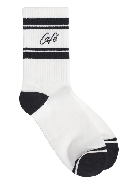  Café Kitsuné Striped Ribed Socks - White 