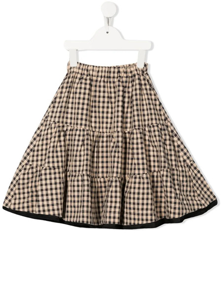  Caffe' D'orzo Gingham-check Midi Skirt - Neutrals 