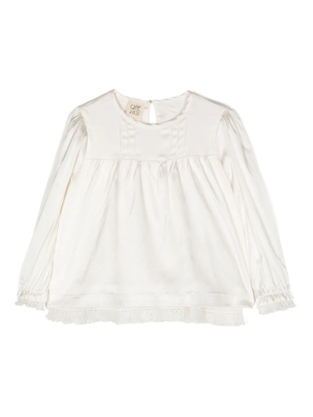  Caffe' D'orzo Livia Open-knit-trim Blouse - White 