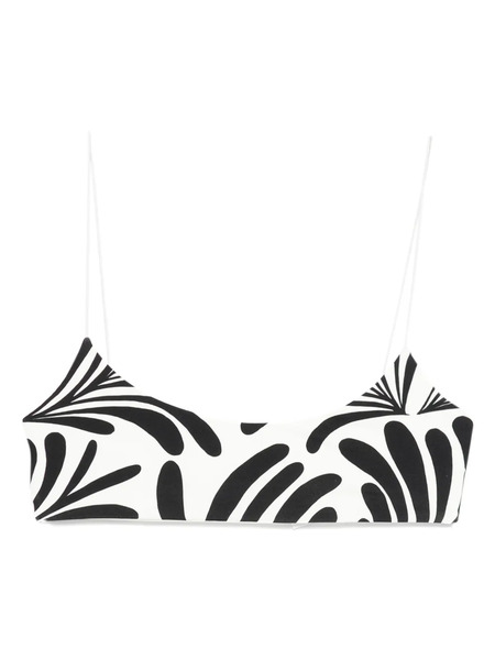  Cala De La Cruz Leaf-print Bikini Top - White 