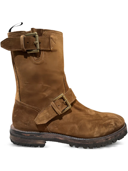  Calce Buckle Zip-up Biker Boots - Brown 