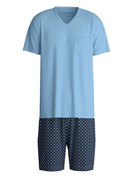  Calida V-neck Chest-pocket Pyjamas - Blue 