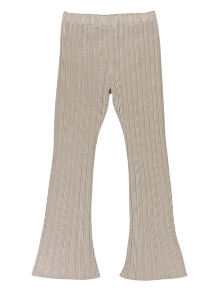  Callipygian Lurex Flared Trousers - Neutrals 