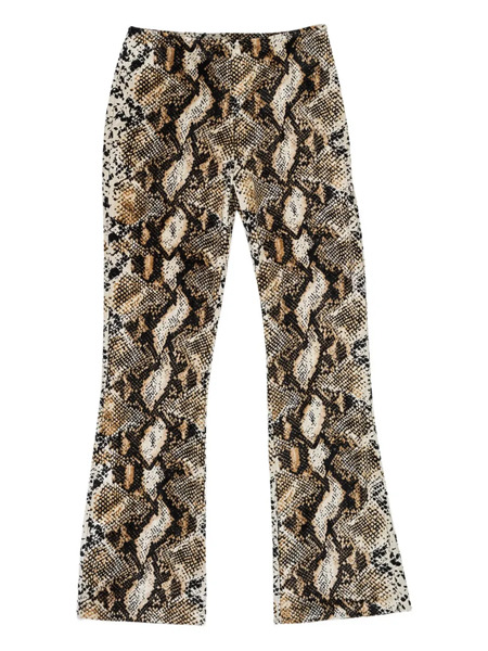  Callipygian Snake-print Flared Trousers - Brown 