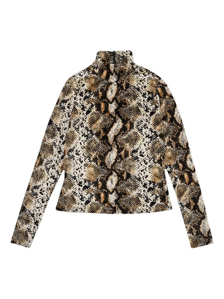  Callipygian Snake-print Turtleneck Sweater - Brown 