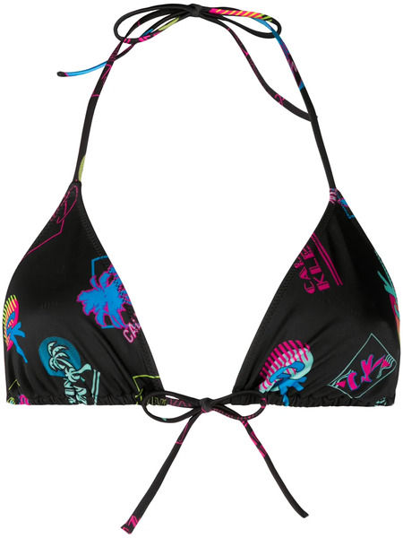  Calvin Klein Abstract Print Bikini Top - Black 