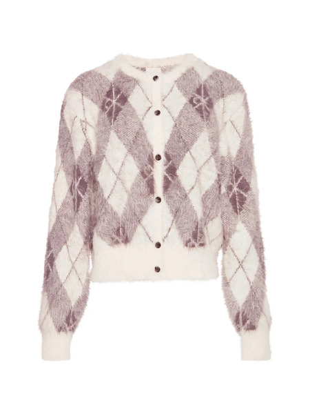  Calvin Klein Argyle-pattern Buttoned Cardigan - Neutrals 