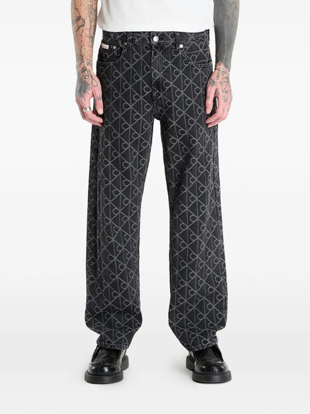  Calvin Klein Buttoned Patterned Jeans - Black 