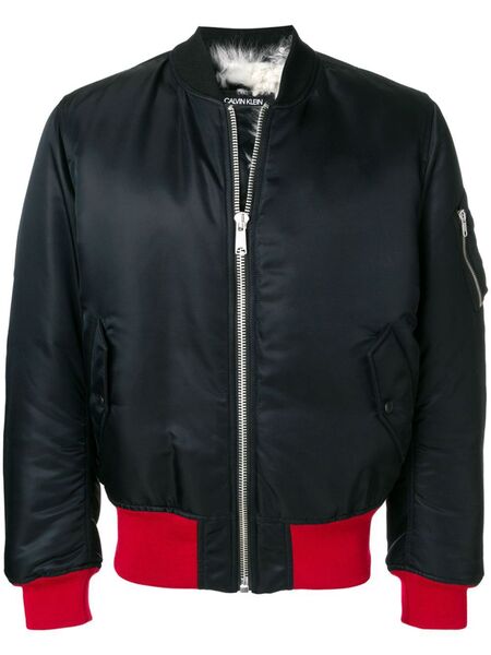 Calvin Klein Contrast-panel Bomber Jacket - Black 