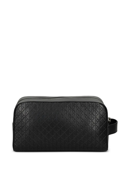  Calvin Klein Embossed-pattern Zip Wash Bag - Black 