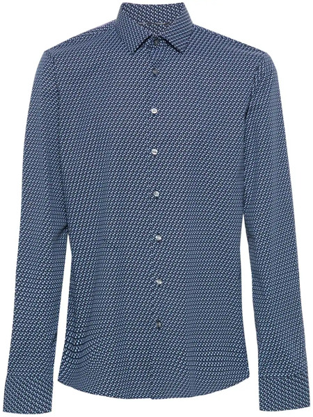  Calvin Klein Geometric-print Cotton Shirt - Blue 
