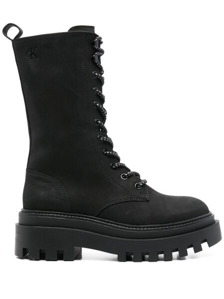  Calvin Klein Jeans Leather Platform Boots - Black 