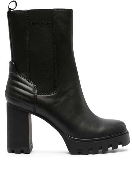 Calvin Klein Jeans 90mm Quilted-panel Leather Platform Boots - Black 
