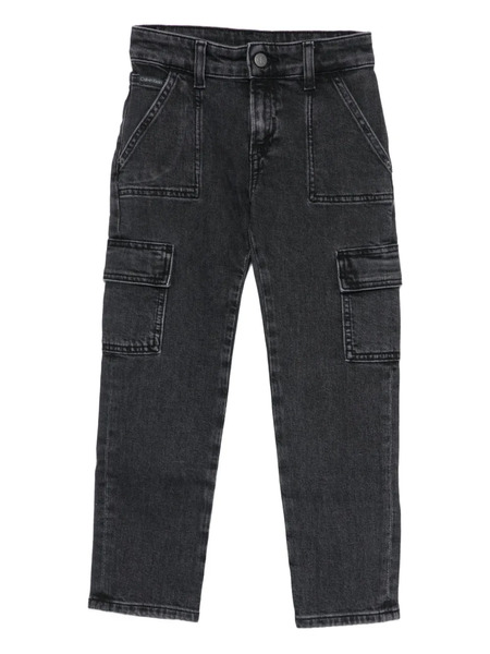  Calvin Klein Kids Back-patch Cargo-pocket Jeans - Grey 