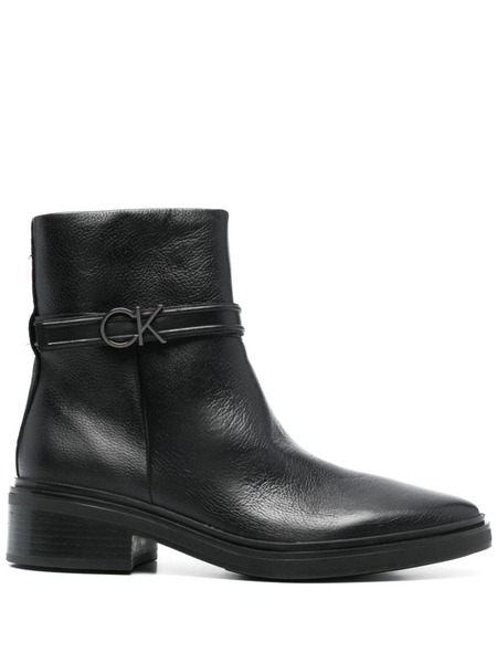  Calvin Klein Leather Ankle Boots - Black 