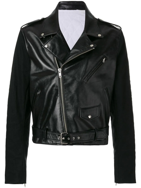  Calvin Klein Leather Biker Jacket - Black 