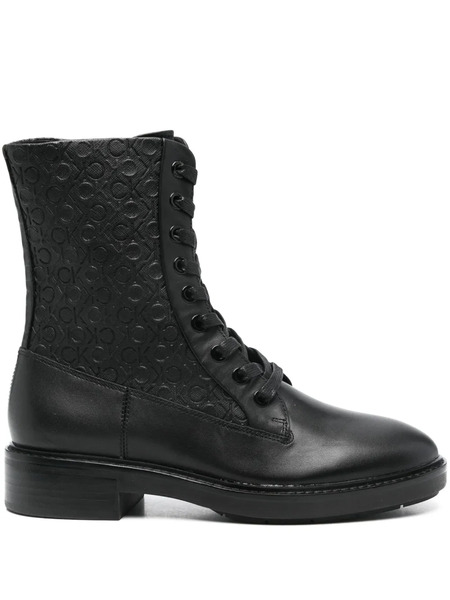  Calvin Klein Leather Logo Boots - Black 