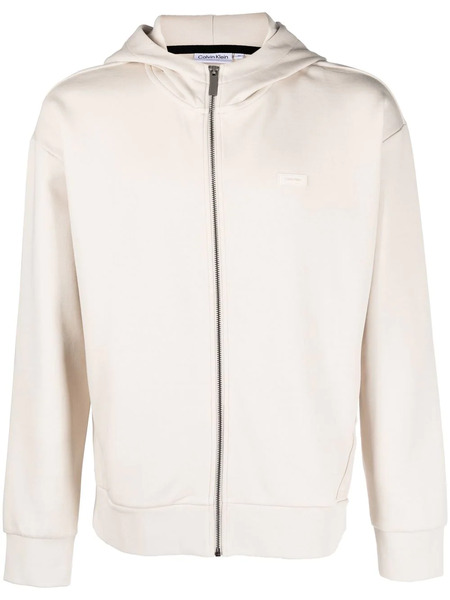  Calvin Klein Logo-patch Zip-up Hoodie - Neutrals 