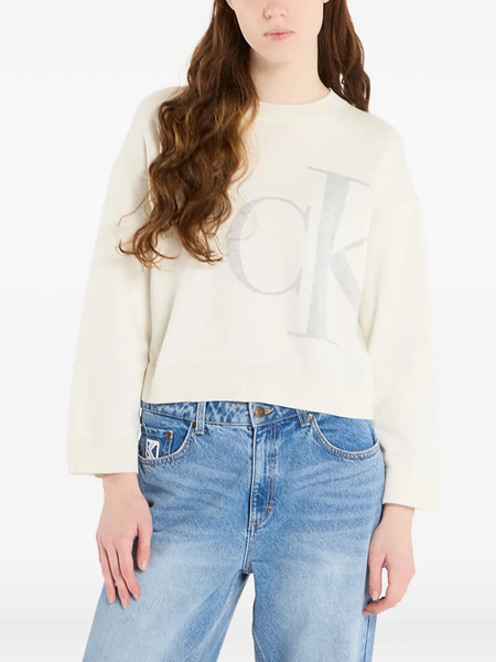  Calvin Klein Long-sleeve Cotton Sweater - Neutrals 