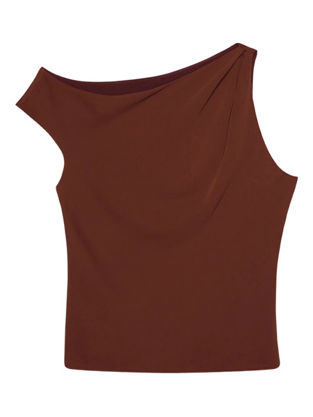  Calvin Klein One-shoulder Draped Top - Brown 