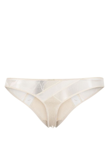  Calvin Klein Panelled-design Elasticated-waist Thong - Neutrals 