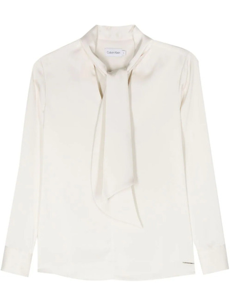  Calvin Klein Pussy-bow Collar Satin Blouse - Neutrals 