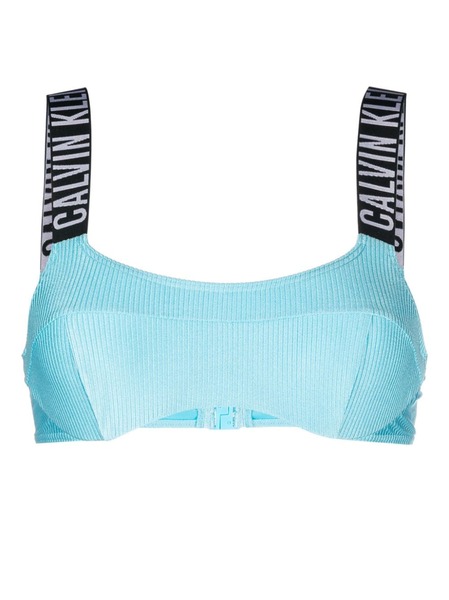  Calvin Klein Ribbed Bralette Bikini Top - Blue 