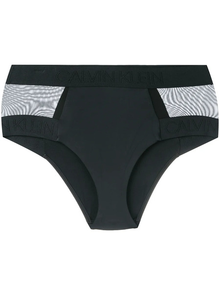  Calvin Klein Sheer Panel Bikini Bottoms - Black 