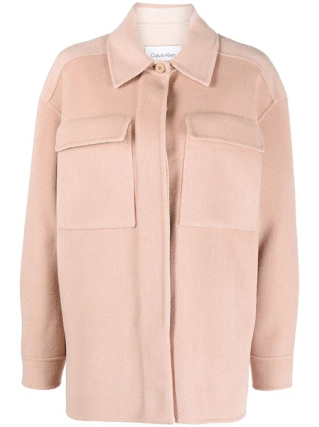  Calvin Klein Spread-collar Wool Shirt Jacket - Pink 