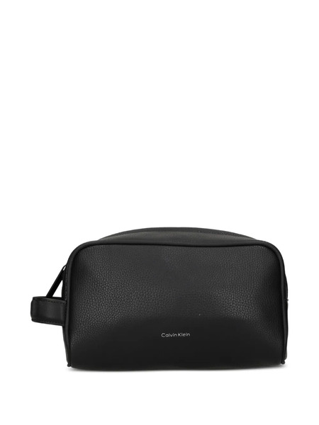  Calvin Klein Textured Handle-strap Wash Bag - Black 
