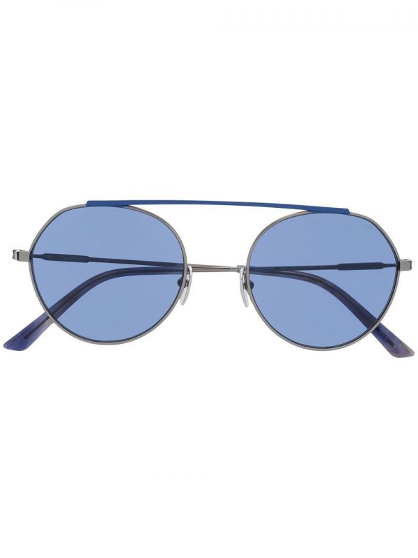  Calvin Klein Two Tone Round Frame Sunglasses - Blue 