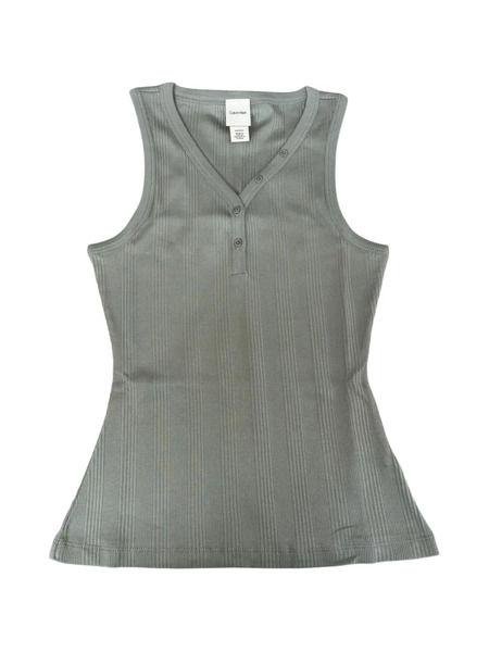  Calvin Klein V-neck Buttoned Ribbed Vest - Grey 