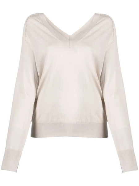  Calvin Klein V-neck Wool Jumper - Pe9 Silver Gray 