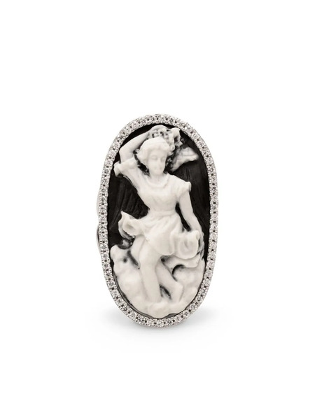  Cameo & Beyond Cupids Playing Trumpet Ring - Rhodium 