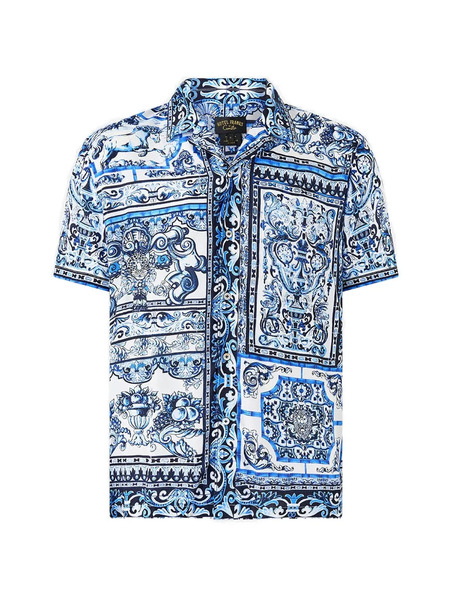  Camilla Camp Collared Short-sleeve Shirt - Blue 