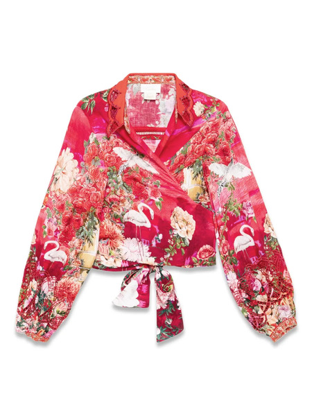  Camilla Cropped Wrap Shirt - Red 