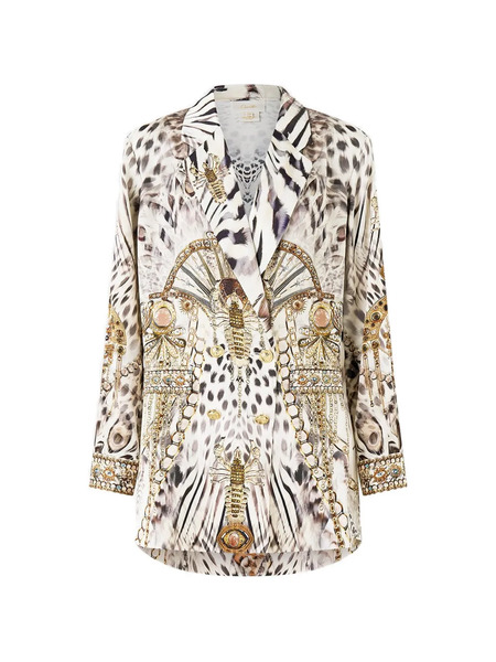  Camilla Double-breasted Printed Jacket - Neutrals 