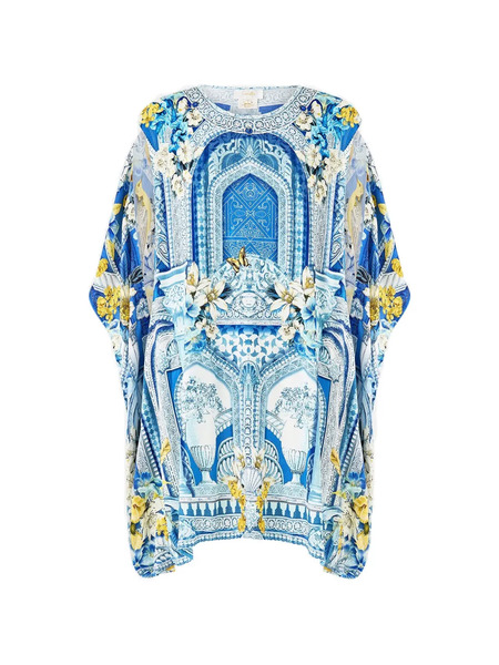  Camilla Draped Split-sleeves Top - Blue 